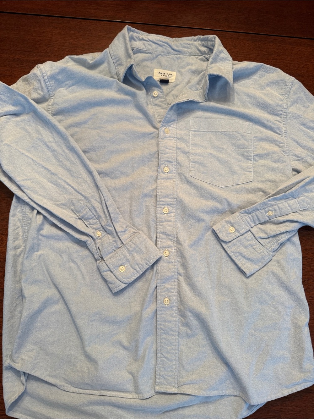 American Eagle Outfitters Light Blue Casual Button-Down Shirt